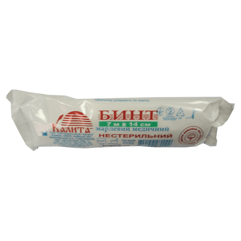 Бинт 7м * 14см, н/стер, тип 17, TM "Марля Клуб "Калита"